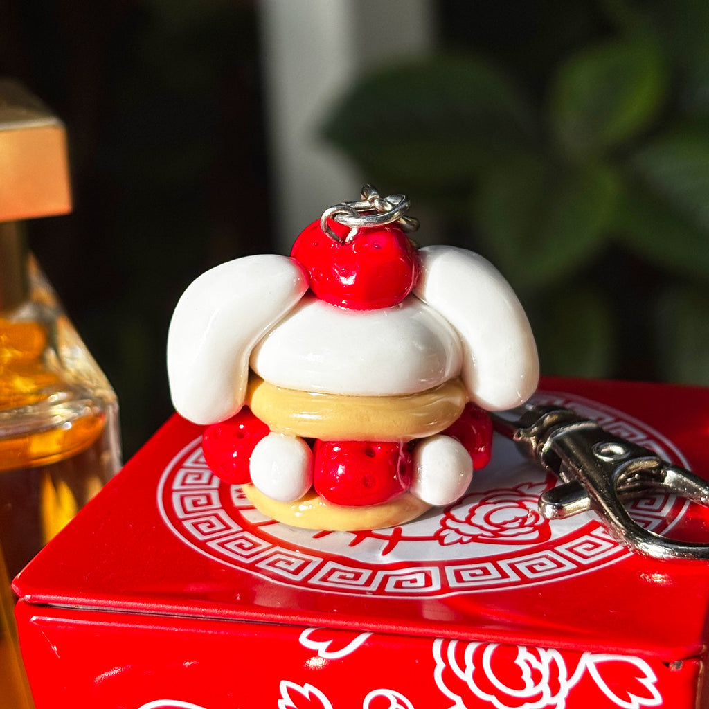 Strawberries & Cream Bunny Cake Bag Charm