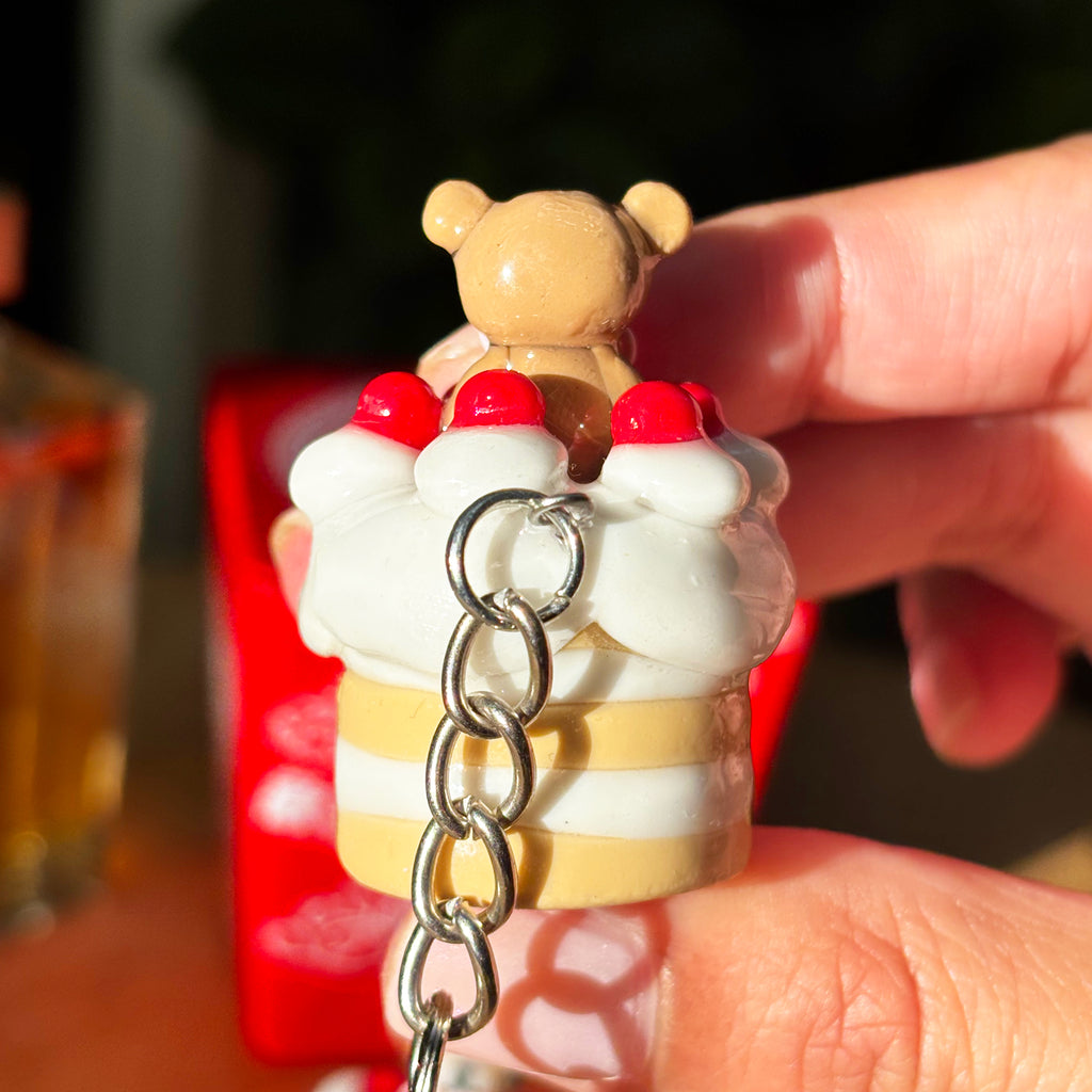 Happy Teddy Cake Keychain/Bag Charm