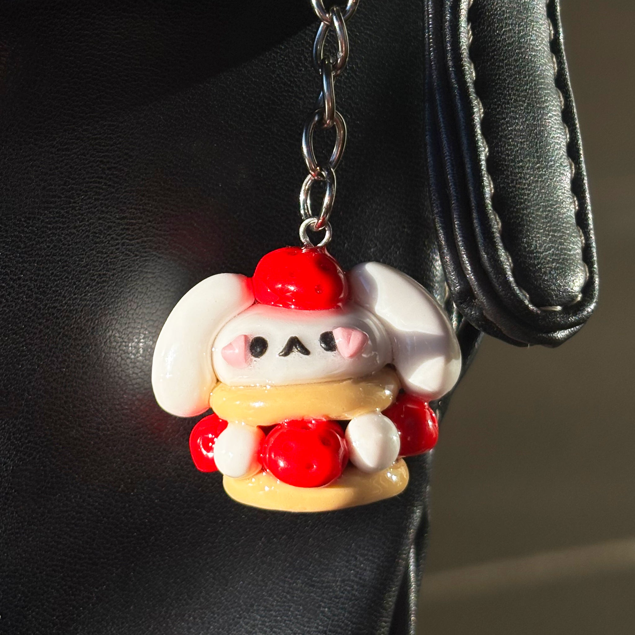 Strawberries & Cream Bunny Cake Bag Charm