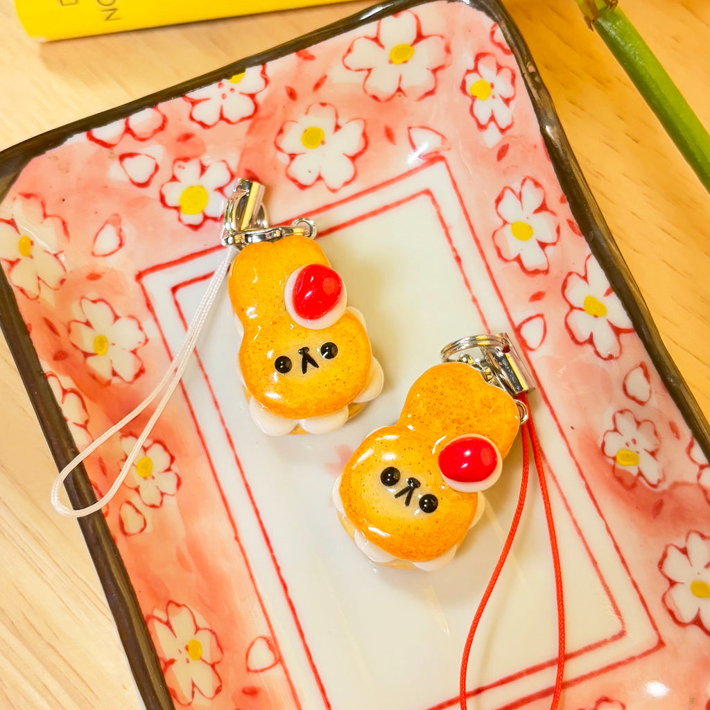 Strawberry Bunny Sandwich Phone Charm