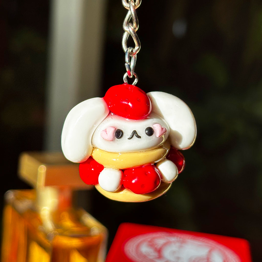 Strawberries & Cream Bunny Cake Bag Charm