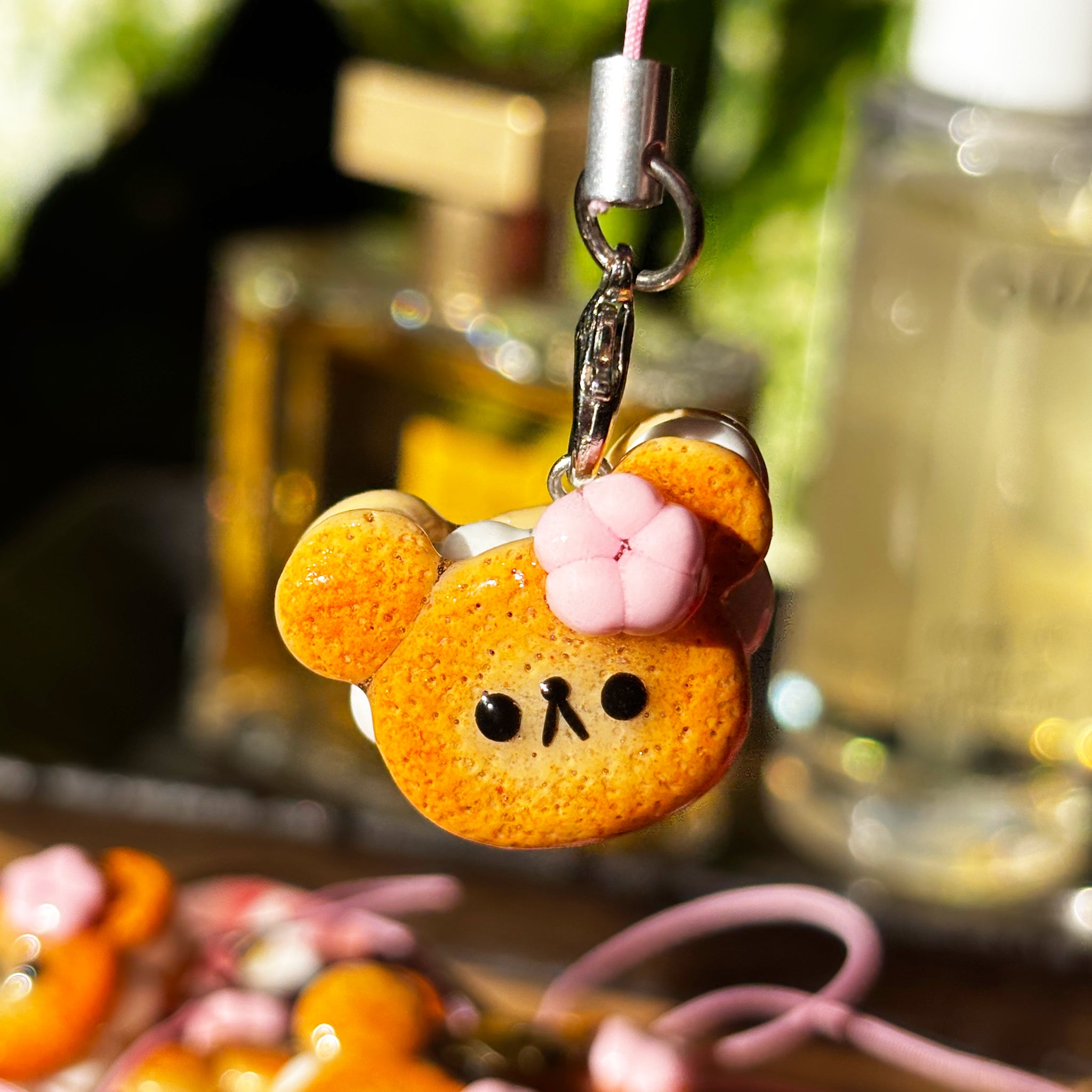 Hibiscus Bear Sandwich Phone Charm