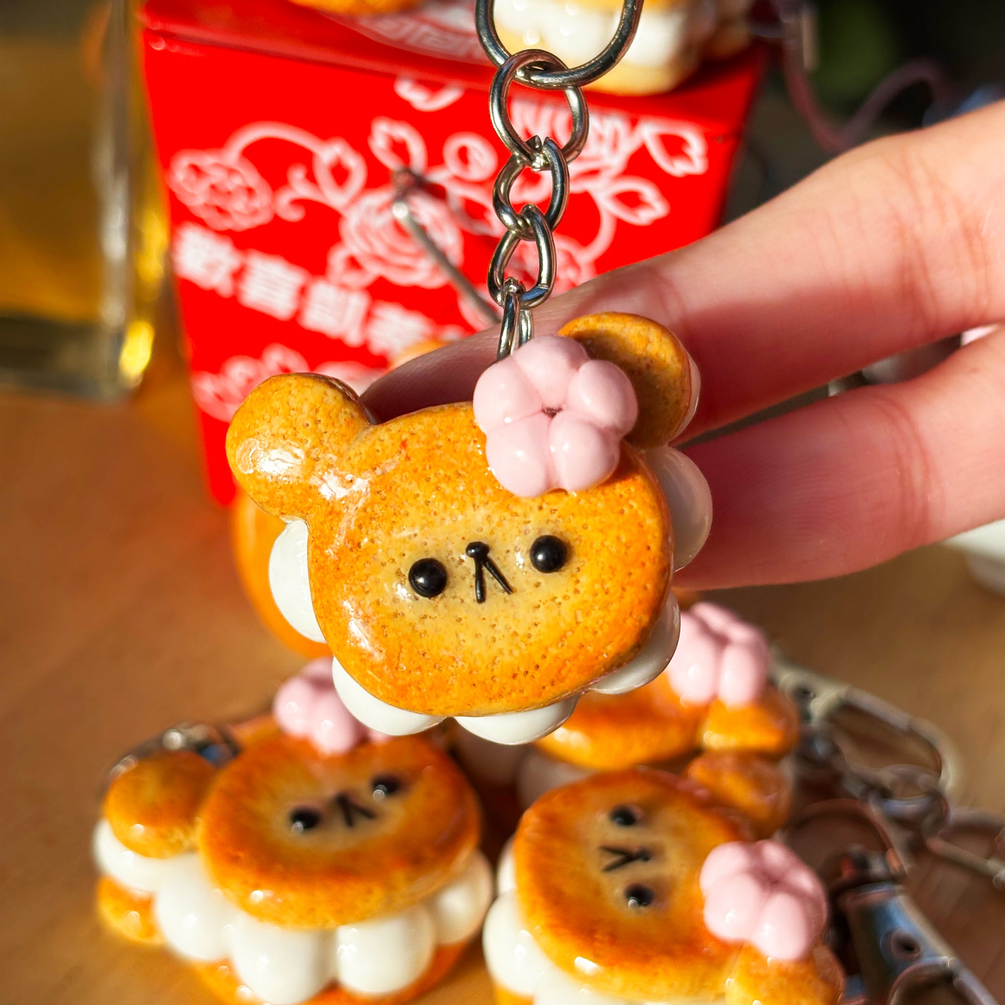 Hibiscus Bear Sandwich Keychain/Bag Charm